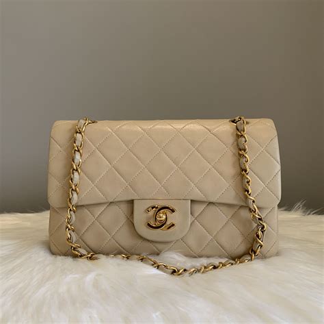 chanel vintage beige flap|Chanel vintage classic flap.